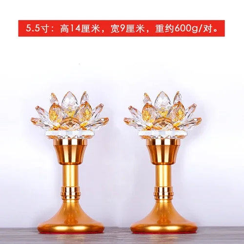 Colorful Glass Lotus Simulated Candlestick, Feng Shui Peace and Love