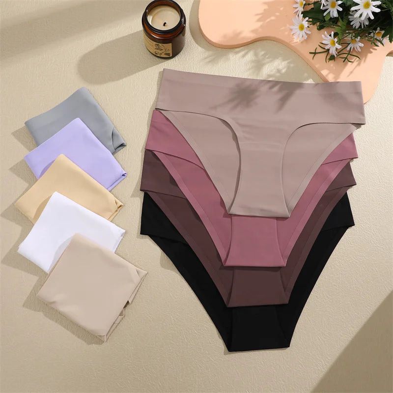 6PCS Women Seamless Panties Ice Silk Ultra Thin soft Low Rise