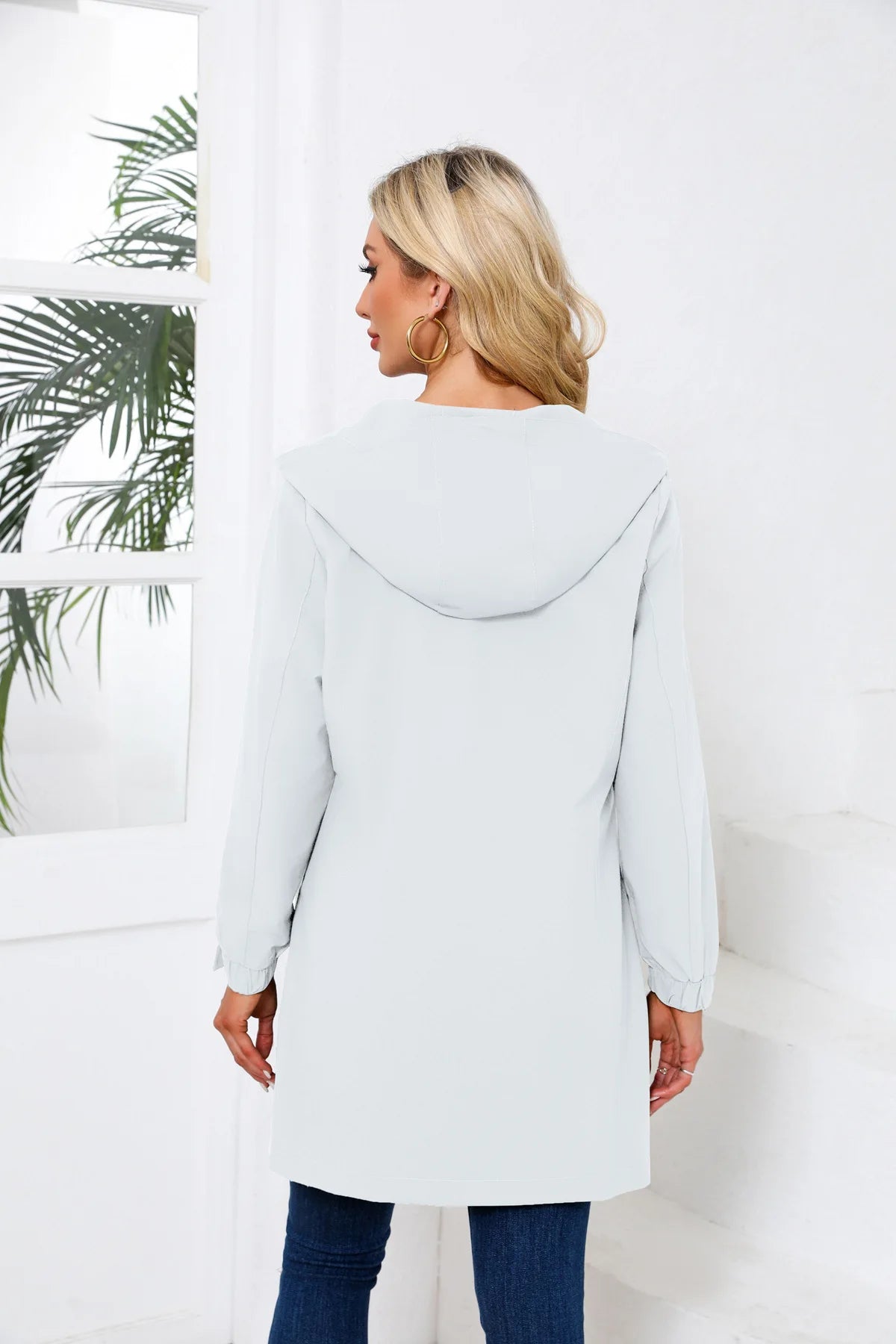 Spring Women's Hooded Long Jacket, Size S-3XL