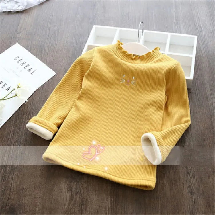 Girls Sweaters Cartoon Warm Velvet