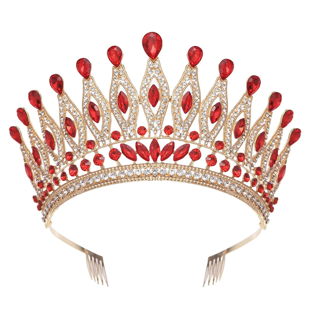 Baroque Large Crystal Crows Tiaras Diadem Comb For Bridal Wedding Party