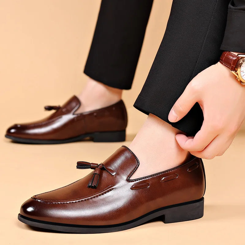 Men's Dress Leather Shoes Pointed Toe Business Casual