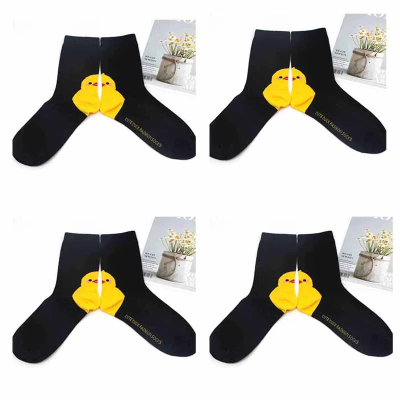 4 Pairs Cotton Pack Women Socks Duck Pattern
