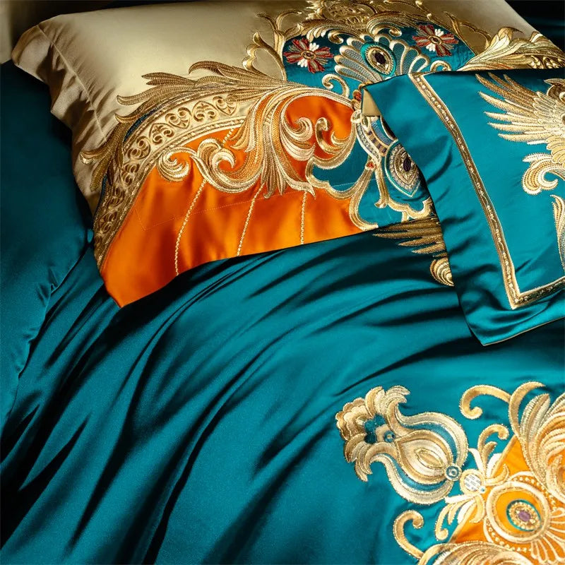 Royal Luxury Bedding Embroidery Duvet Comforter Cover Set 4/6/10Pcs