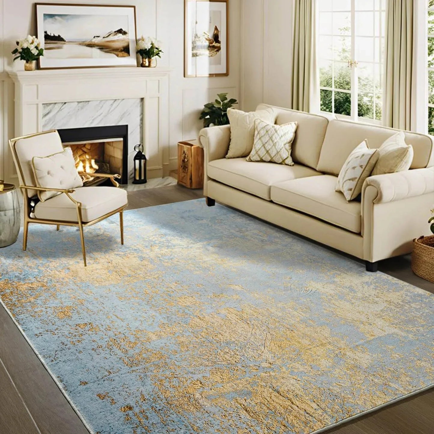 Faux Cashmere Printed Soft Modern Rugs