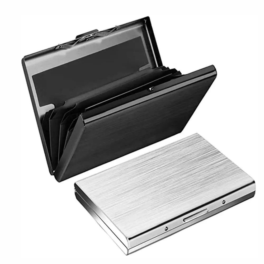 Fashion Durable 6 Card Slots Holder Stainless Steel Case Anti-demagnetization Box Portable Organizer Protector