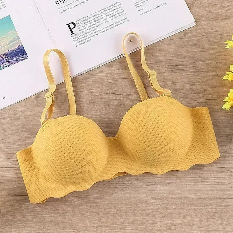 Women Sexy Push Up Seamless Solid Color Wireless One-pieces Bras Convertible Straps Brassiere
