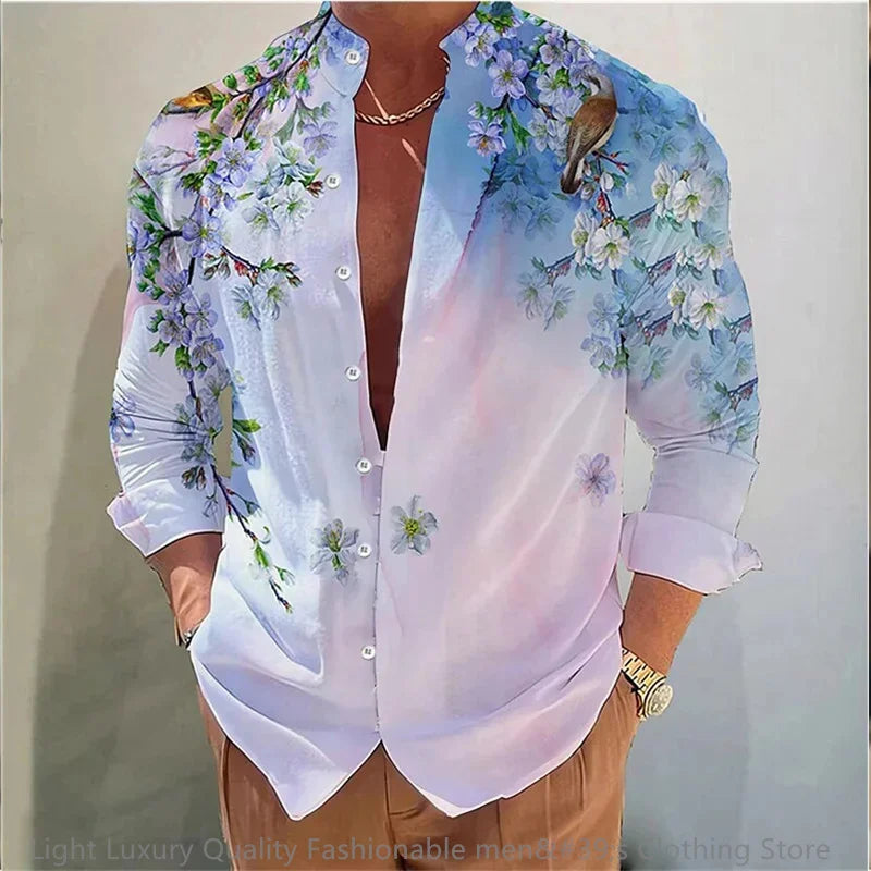 Men's Casual Soft Fabric Shirt Long-sleeved 3D printing XS-6XL
