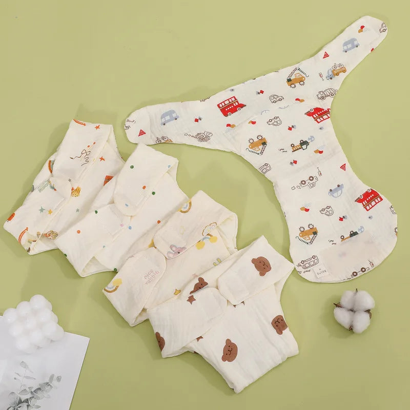 Summer Cotton Baby Reusable Taped Diaper Cartoon Training Pants