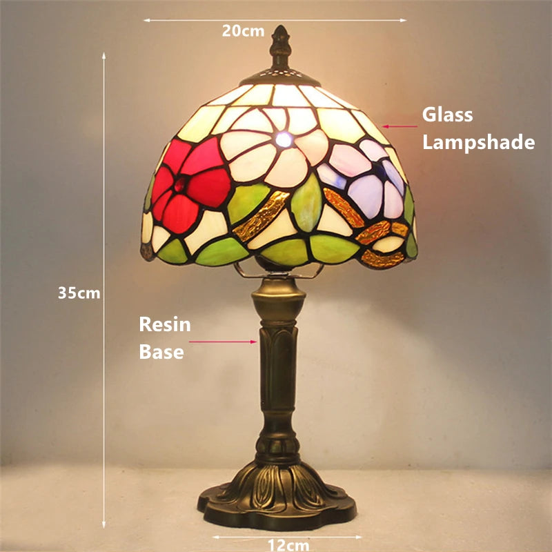Mediterranean Baroque Retro Style Stained Colorful Handmade Glass Table Lamp E27