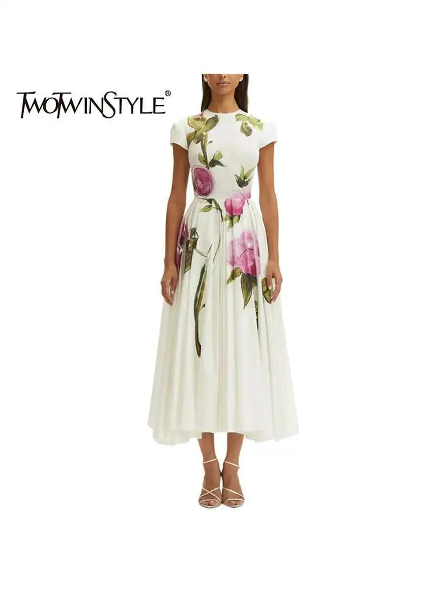 Women Summer O Neck Short Sleeve High Waist