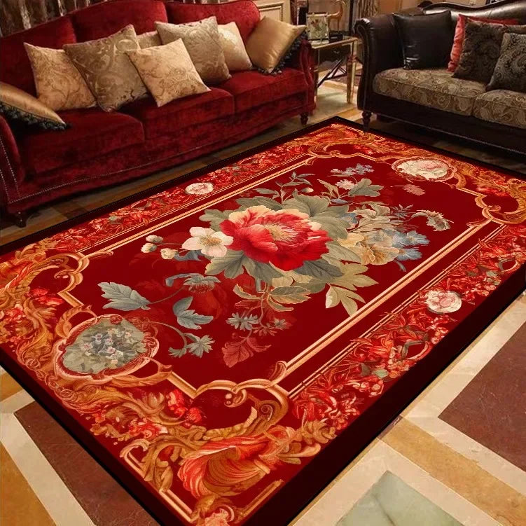 Luxury European Floral Carpets for Living Room Bedroom Carpet Home