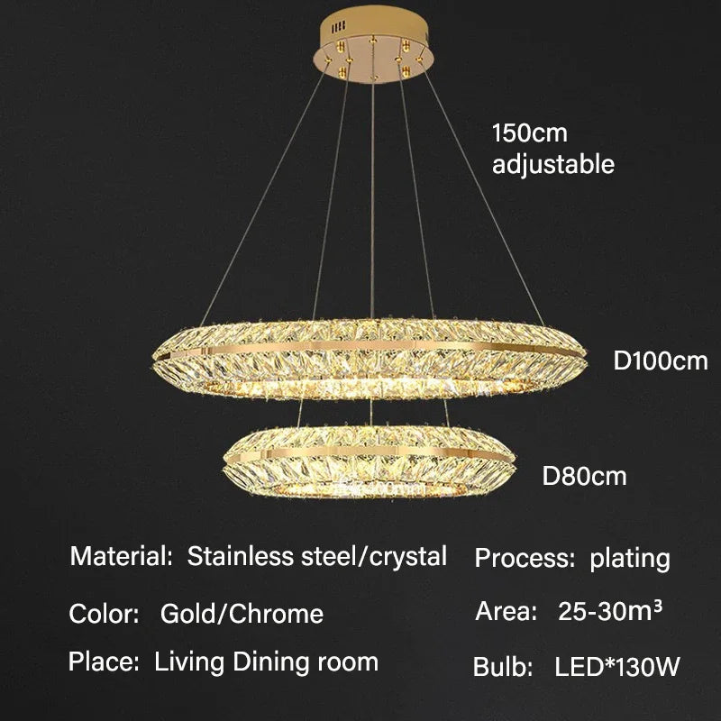 Luxury Crystal LED Pendant Indoor Chandelier Light Villa Living Dining Room Bedroom Hotel