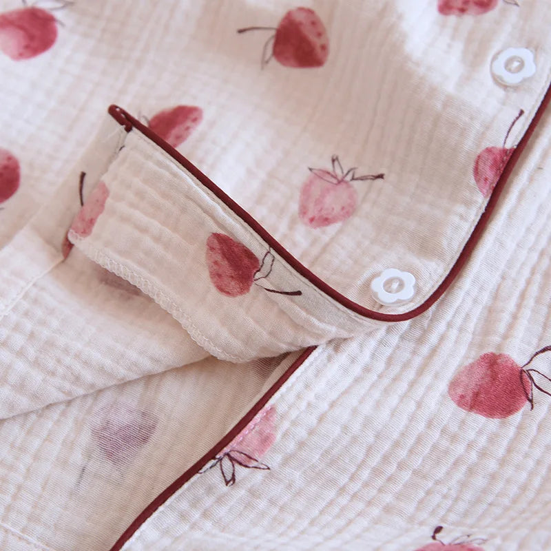 Summer pajamas short-sleeved shorts two-piece cotton crepe
