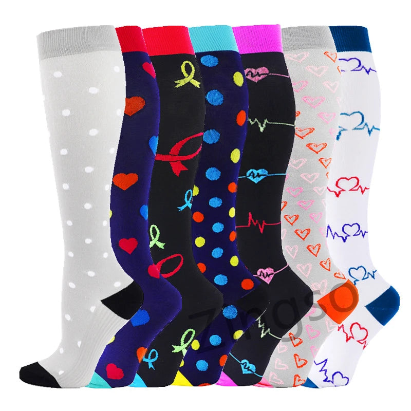 3/67 Pair Compression Stocking Women Men Knee High 30mmHg Edema Diabetes Varicose Veins Running Travel Sport Compression Socks