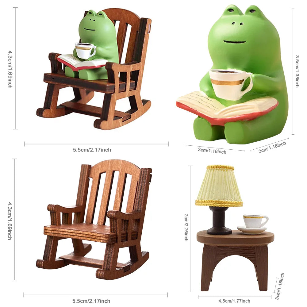 Handmade Miniature Home Office Decoration Frog Rocking Chair Lamp
