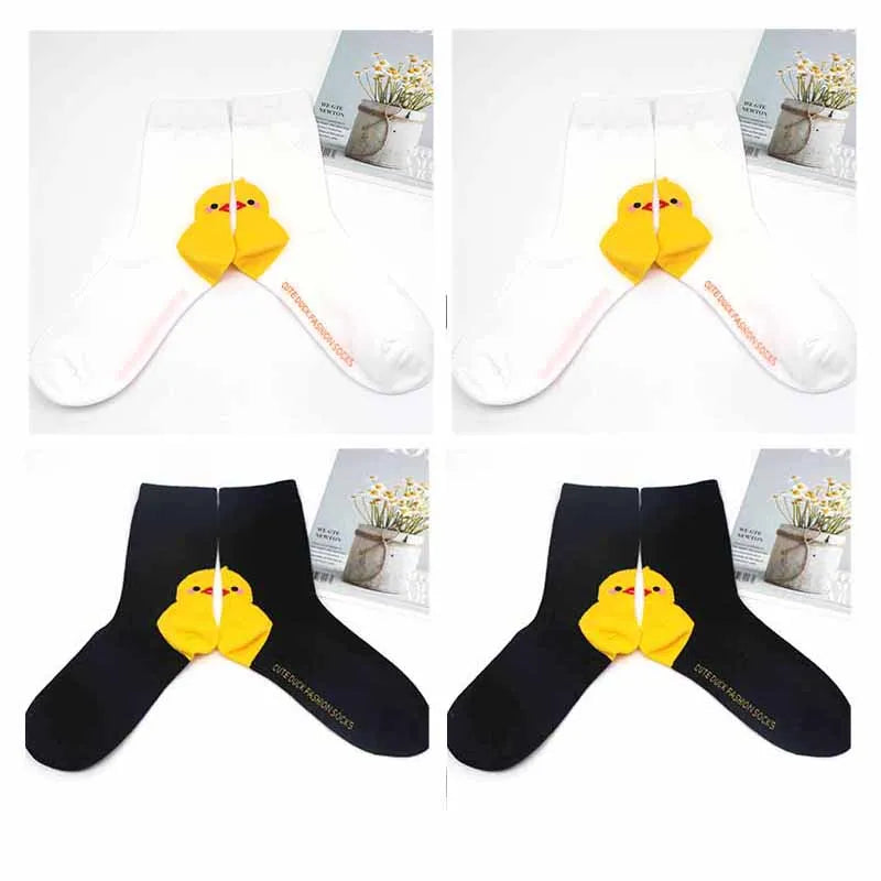 4 Pairs Cotton Pack Women Socks Duck Pattern
