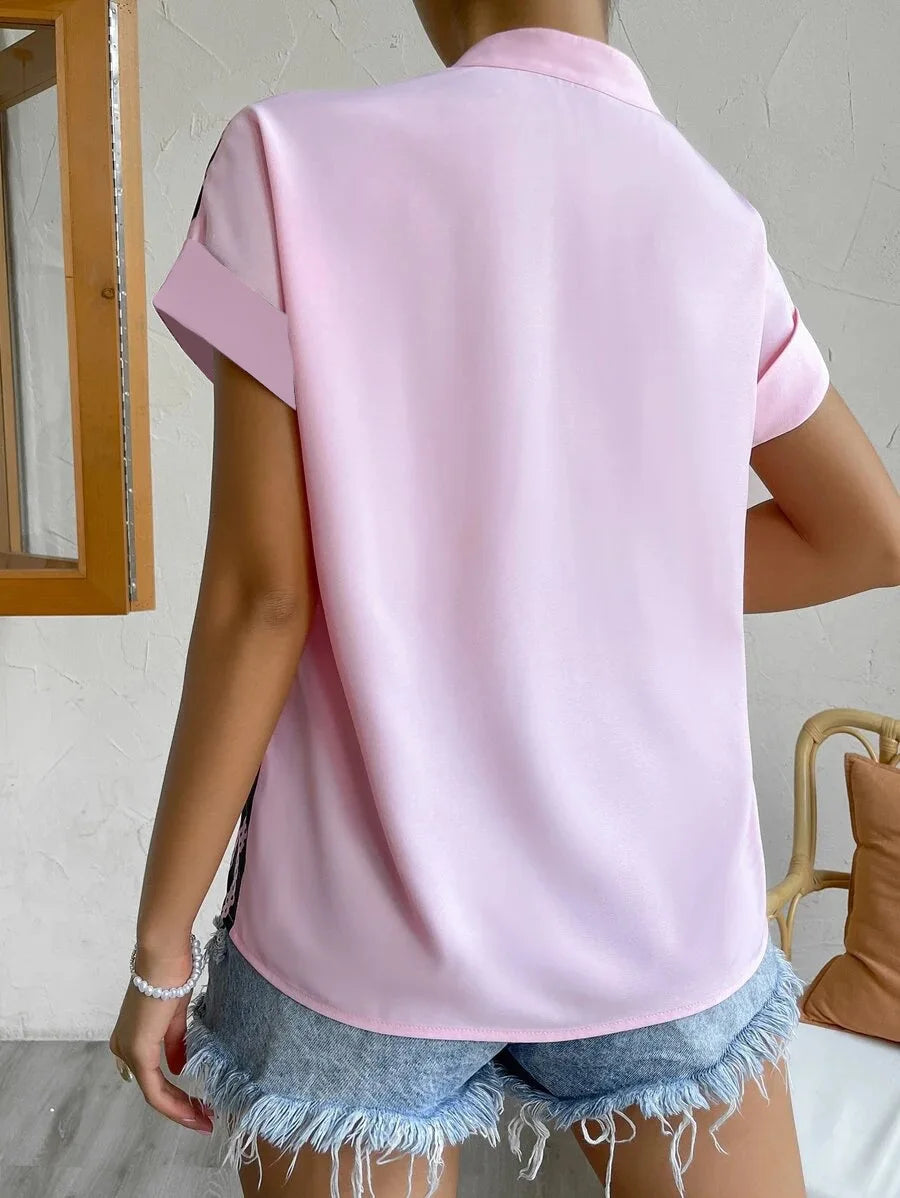 Elegant Summer V-neck Women's Shirt
