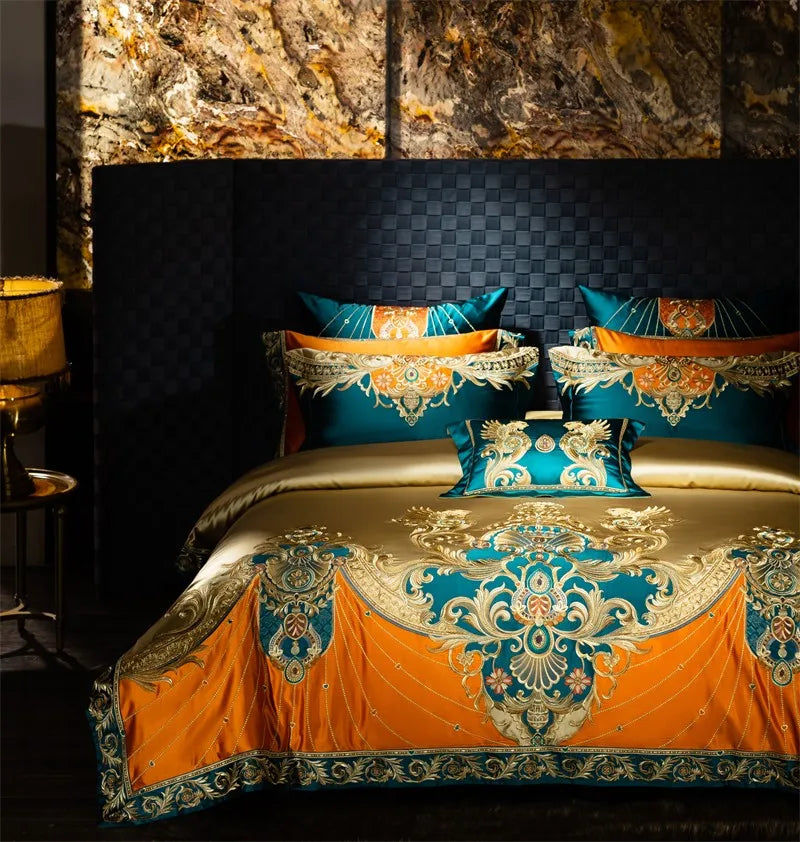 Royal Luxury Bedding Comforter Embroidery Duvet Cover Set 4/6/10Pcs