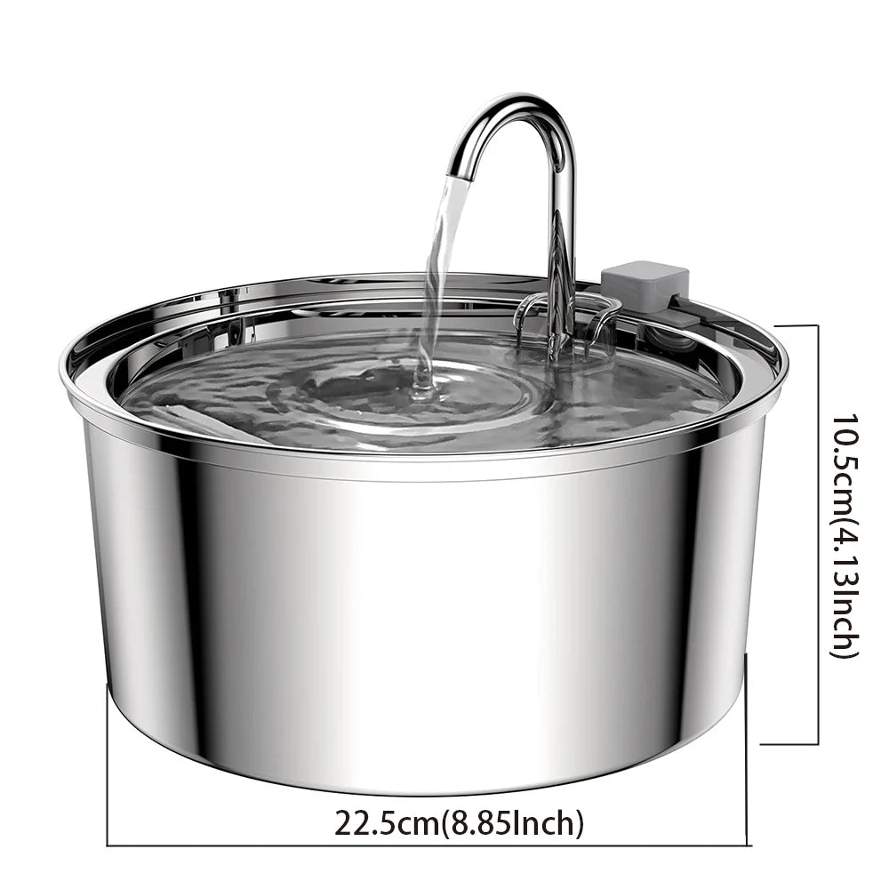 7L Large Capacity Stainless Steel Cat Water Fountain Dog Pet Automatic Water Feeder