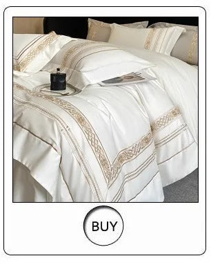 Luxury Three-line Embroidery Solid Color 1000TC Egyptian Cotton Bedding Set Duvet Cover Bed Sheet/Fitted Sheet Pillowcases 4Pcs