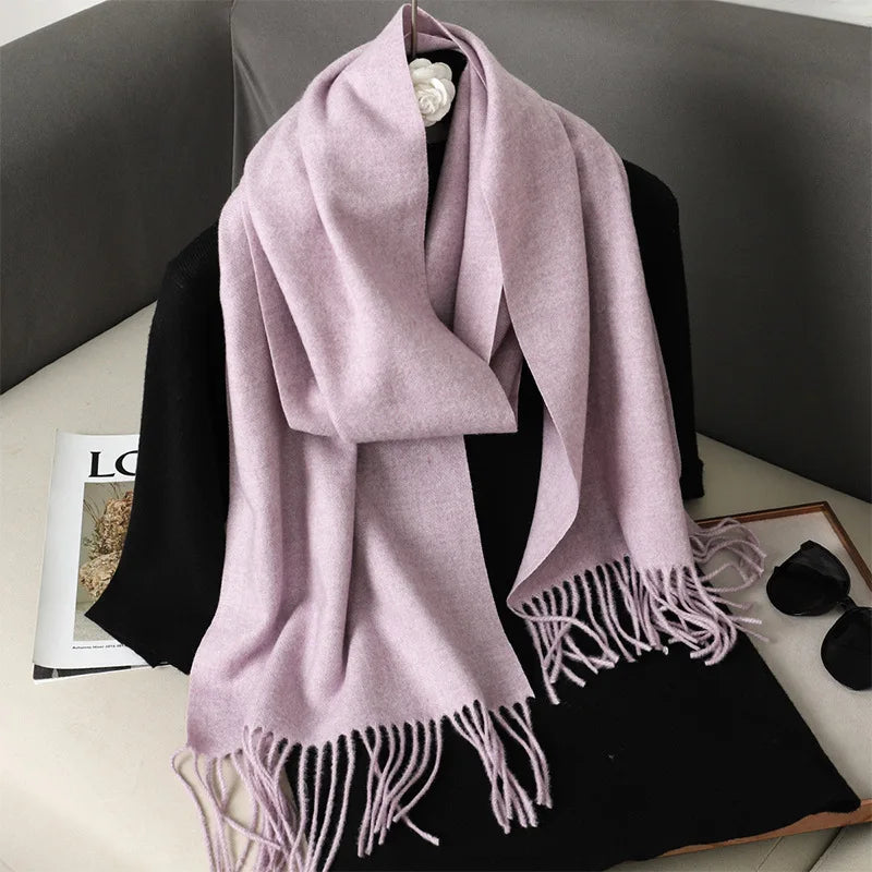 Color Solid Women Winter Scarf Warm Thicken Cashmere Shawl