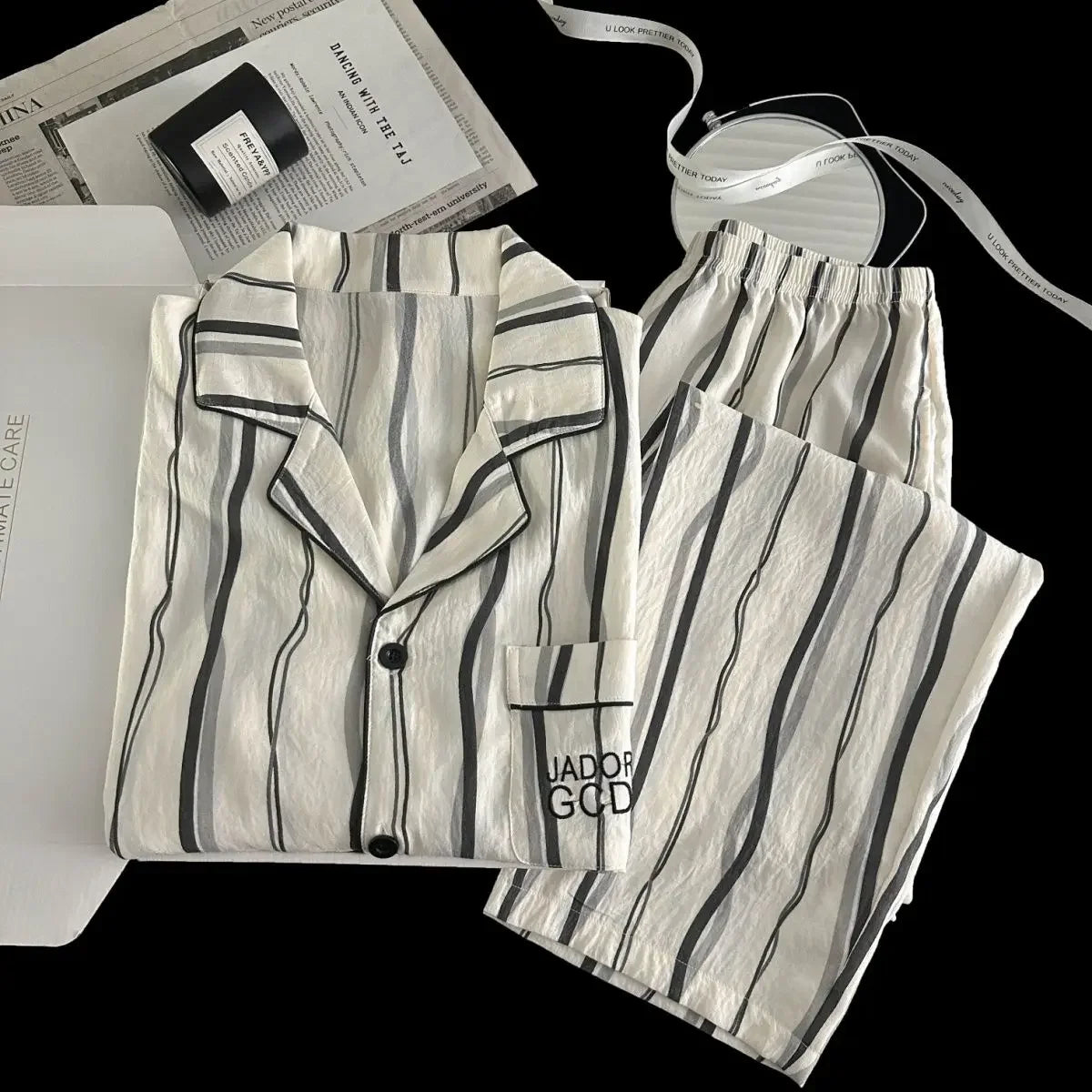 Men Spring Cloud Cotton Pajama Set Sleepwear