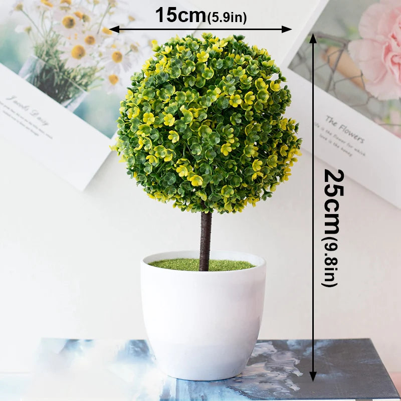 Artificial Plants Potted Green Bonsai Sakura Snowball Home Decor