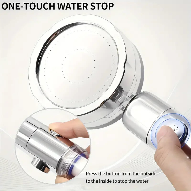 High-Pressure Shower Head With 1 Filter & Water Softener