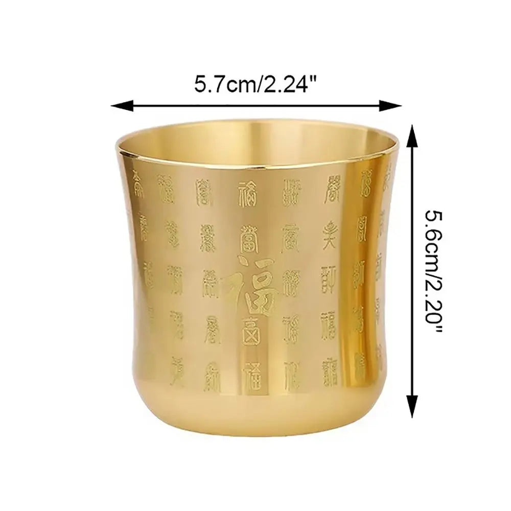 1Pcs Durable Wealth Attracting Brass Tea Cup 6cm Desktop Ornament