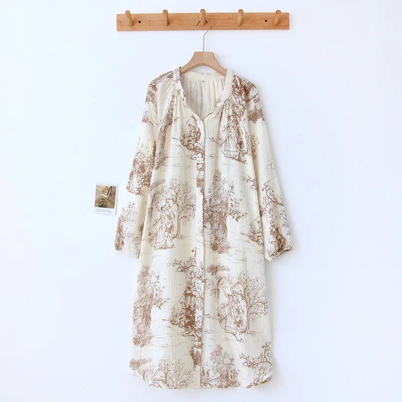 Pure Cotton Nightgown Sleepwear Dress Women's
