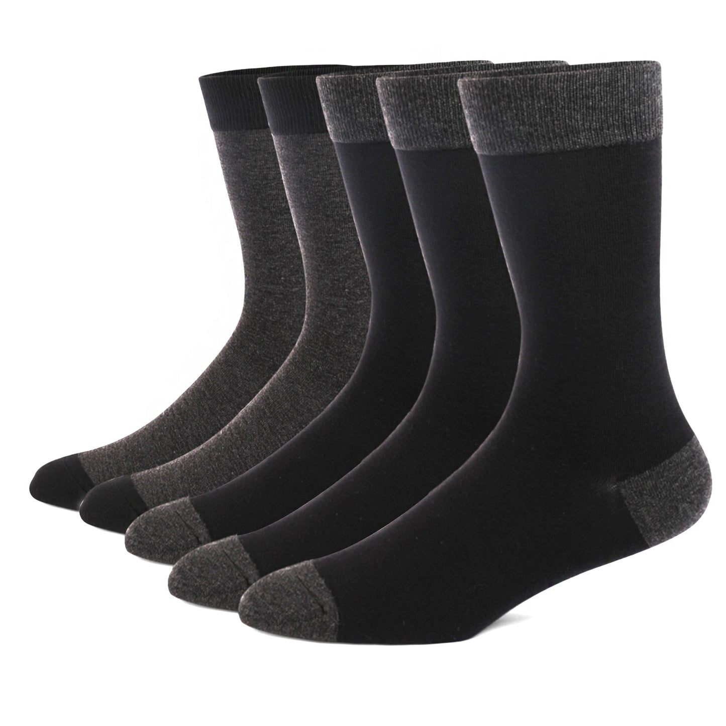 5 Pairs Men's Dress Socks High Quality Combed Cool Breathable Cotton Crew Socks Plus Size