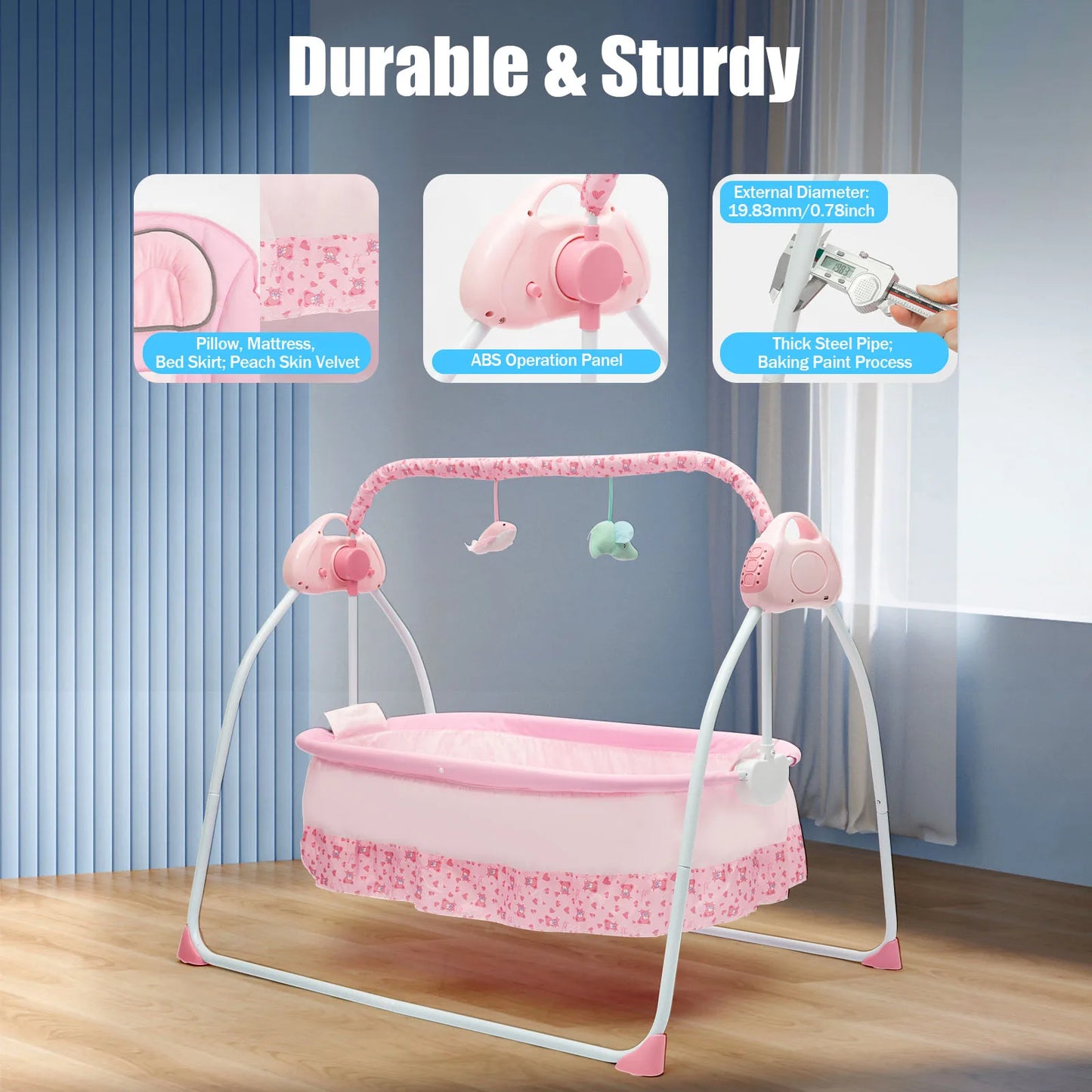 Cradle Swing Sleeping Bed Auto Rocking Swing 5 Speed Stand Baskets Musical Sleeping Basket 0-18 Months