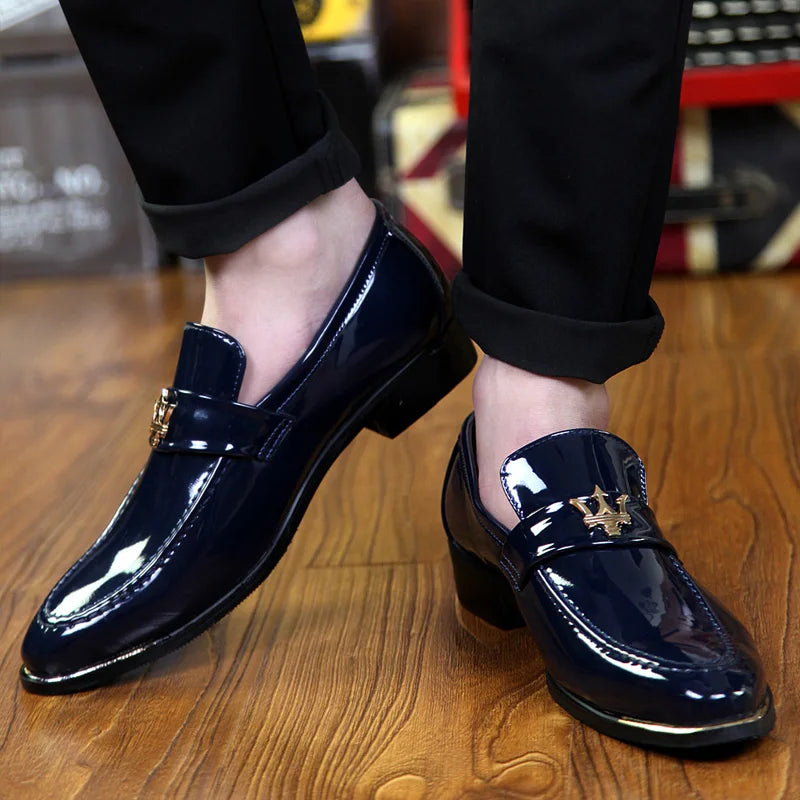 Italian Social Leather Loafers Slip-on Pointed Toe Shoes for Men