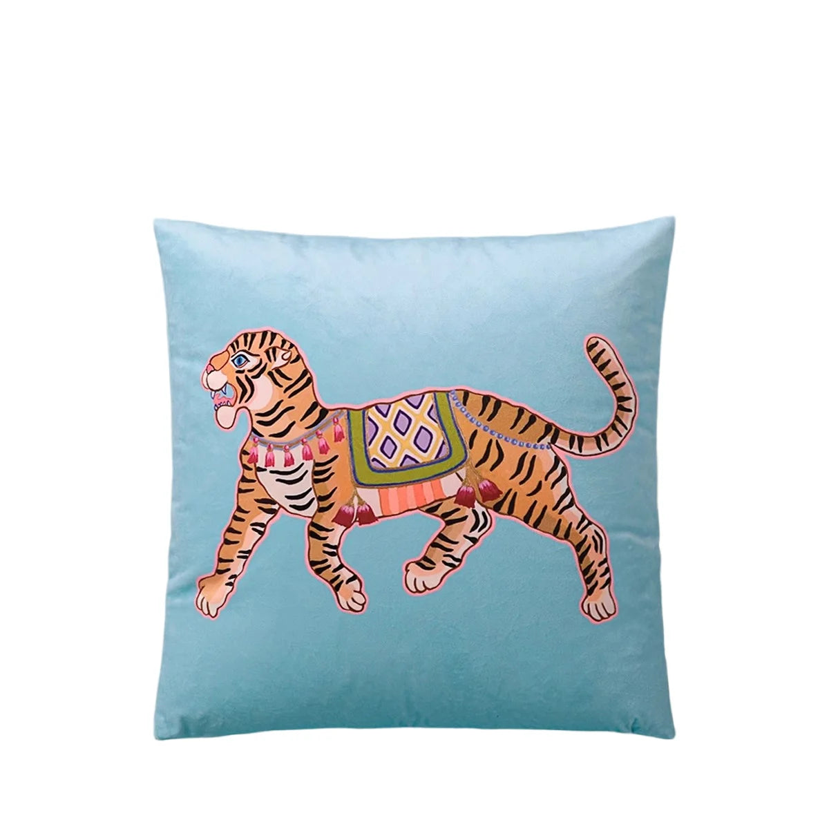 Tiger Home Cushion Velvet Cover Cheetah With Ginger Jar Decorative Pillow Case