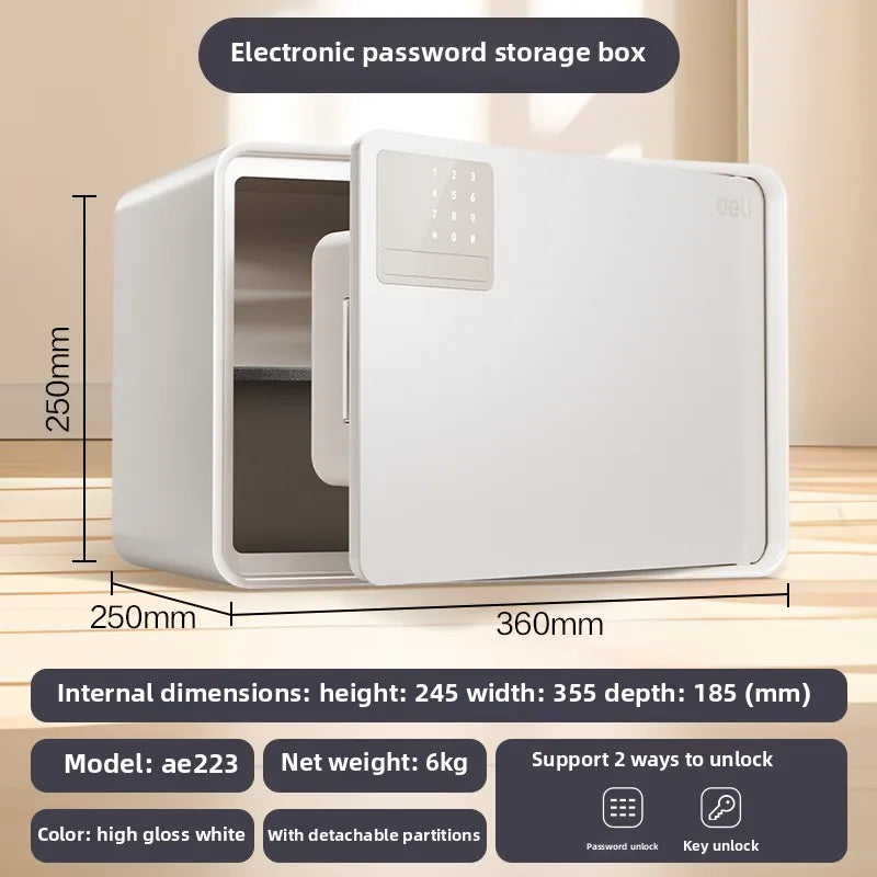 Safe deposit box household small fingerprint password automatic door opening 20/25cm anti-theft password key safe