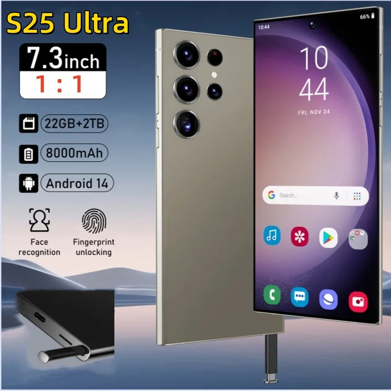 NEW 2026 HOT Pad S25 ultra Tablet PC 7.3 inch HD 4K Android 14 22GB+2TB 8000mAh Battery 4G 5G Dual Sim Card WiFi GPS Google Tab