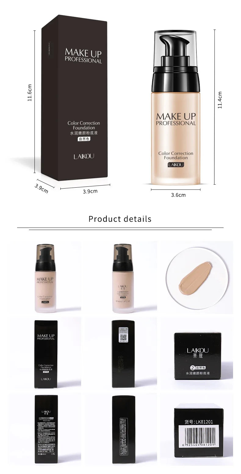 Makeup Base Face Liquid Foundation BB Cream Concealer Moisturizer Oil-control Whitening Waterproof 40g
