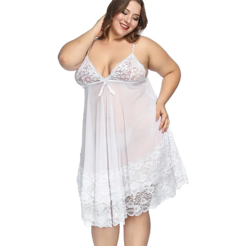 S-7XL Plus Size Sexy Strap Nightwear Large Lingerie Sleep Wear Gown
