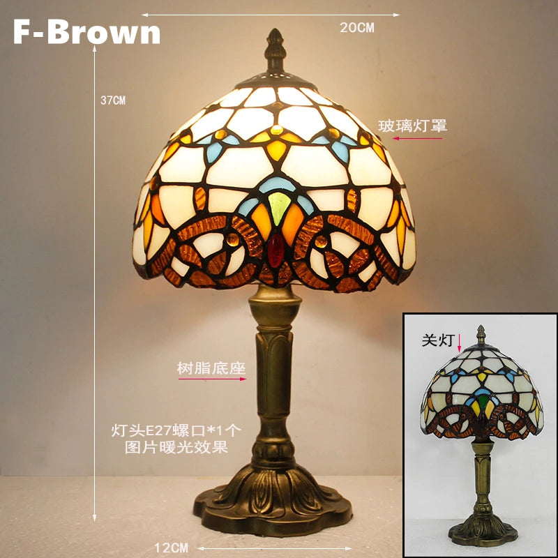 Mediterranean Baroque Retro Style Stained Colorful Handmade Glass Table Lamp E27