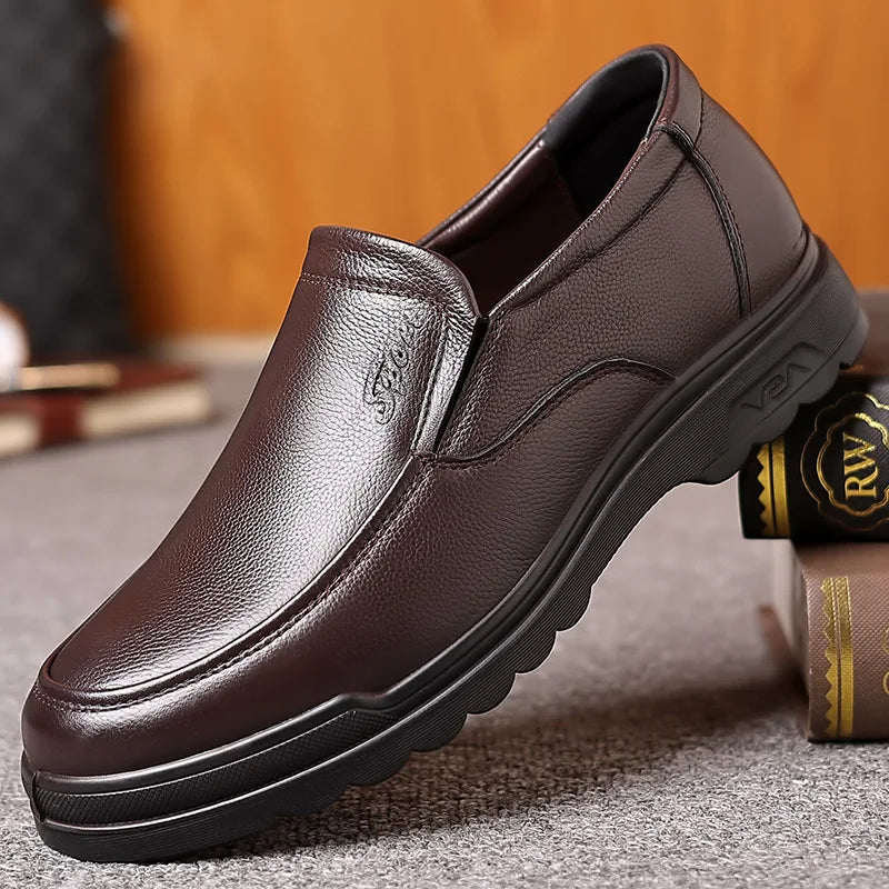 Handmade Genuine Leather Casual Soft Rubber Loafers Slip-On Shoes