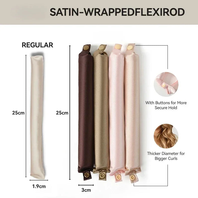 Heatless No Heat Hair Rollers Satin Curling Rod Soft Curlers Sleeping Flex Rods Styling Tools