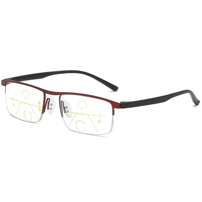 Unisex Progressive Multifocal Reading Glasses Anti-Blue Light Half Frame
