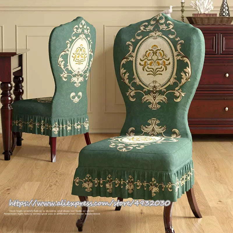 Luxury high-quality European table chair cover Elastic seat cover Protective cover Full skirt stool cover Home decoration