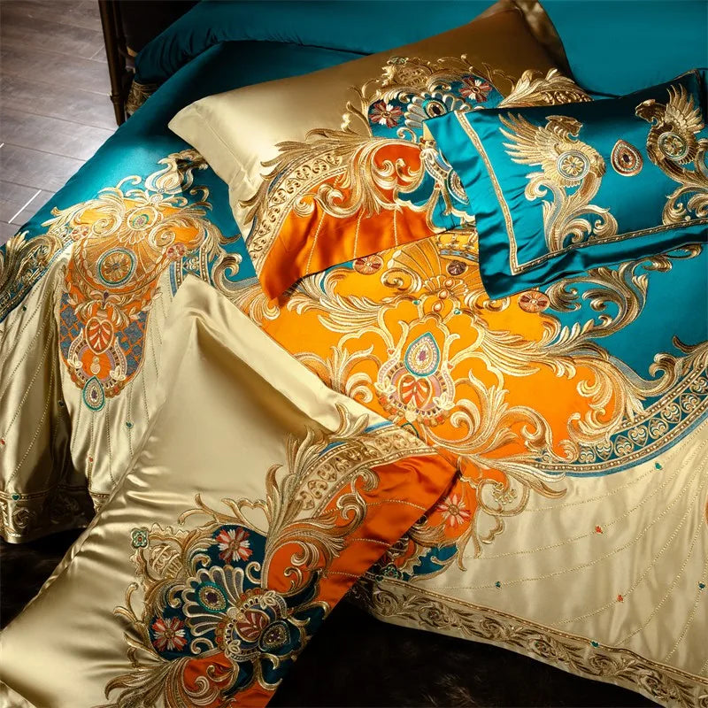 Royal Luxury Bedding Embroidery Duvet Comforter Cover Set 4/6/10Pcs