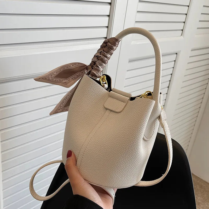 High-Grade Textured Mini Bucket Bags Soft Leather Crossbody Bag