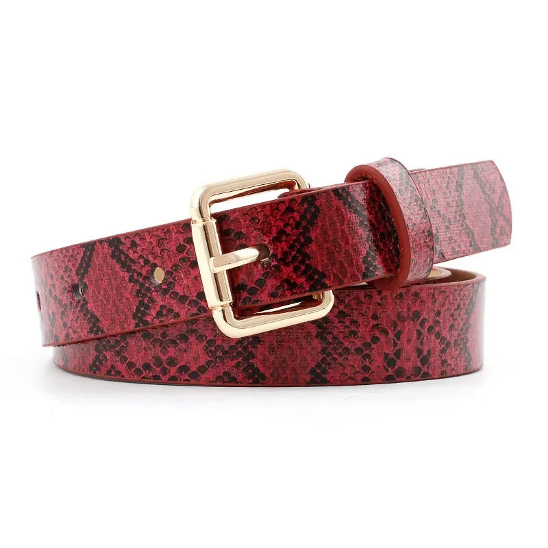 High Quality Women Retro Pu Leather Snake Skin texture Waist Belt