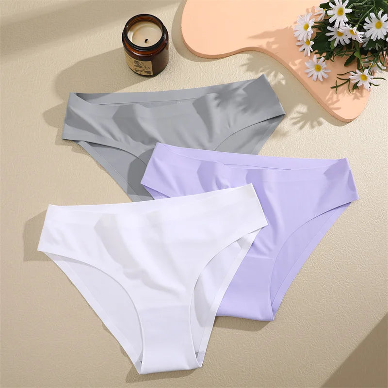 6PCS Women Seamless Panties Ice Silk Ultra Thin soft Low Rise