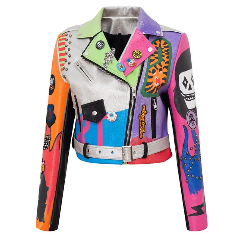 Women and Men Unisex PU Leather Jacket S-3XL