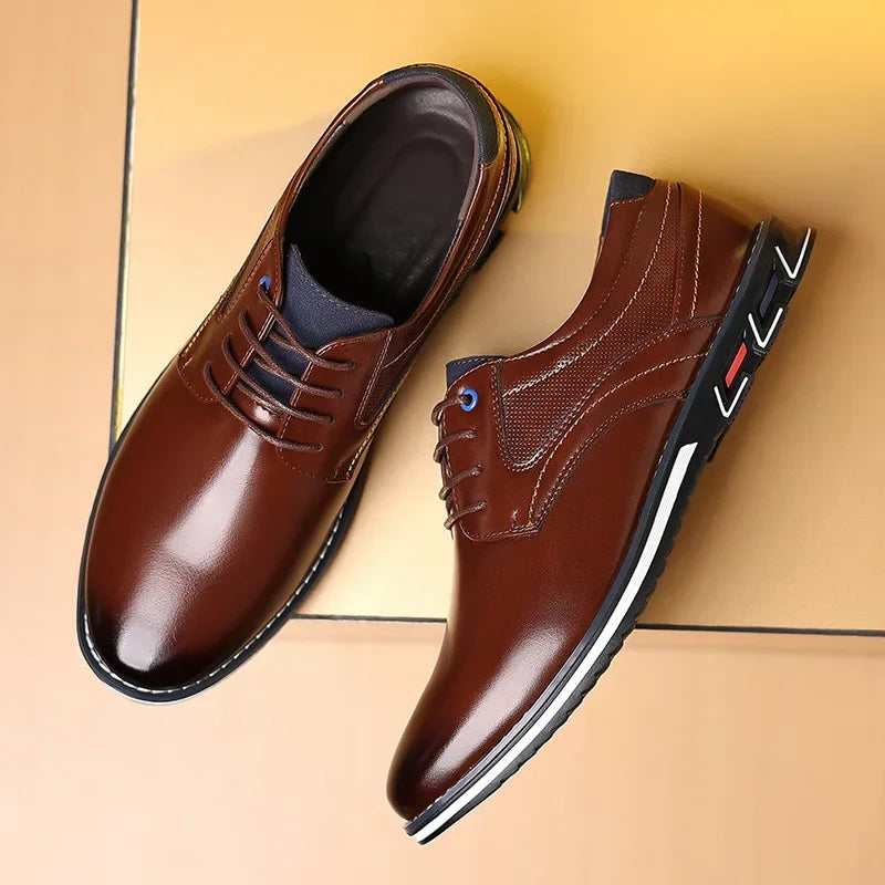 Elastic Band Leather Shoes for Men